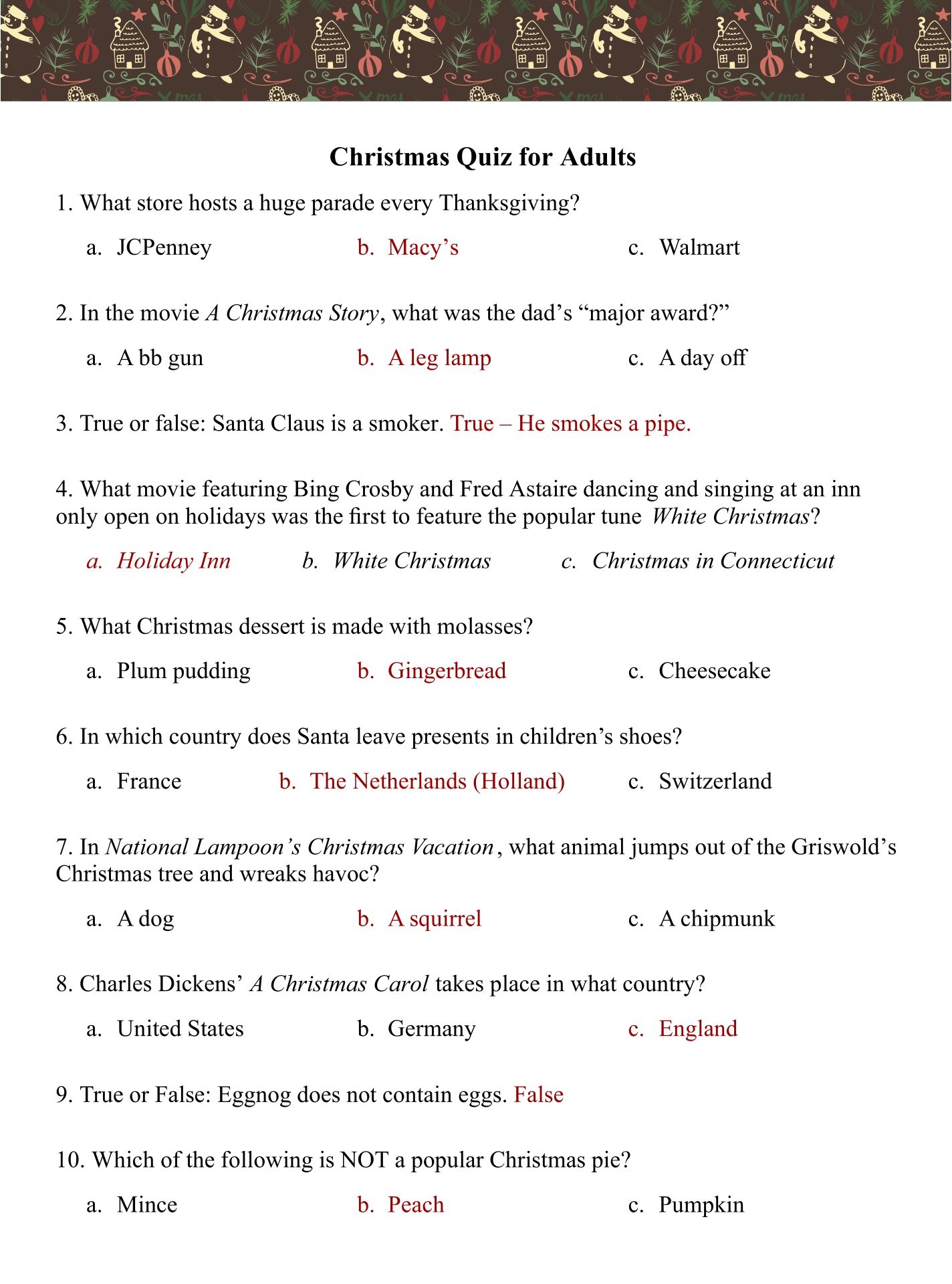 Residential Trivia Questions and Answers Printable