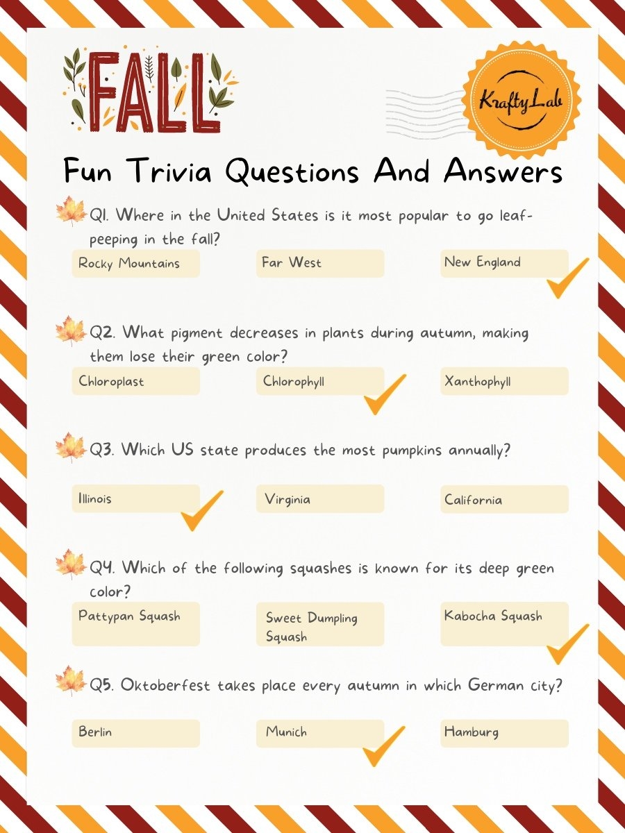 Fall Trivia Questions And Answers For Team Building Worksheets Library