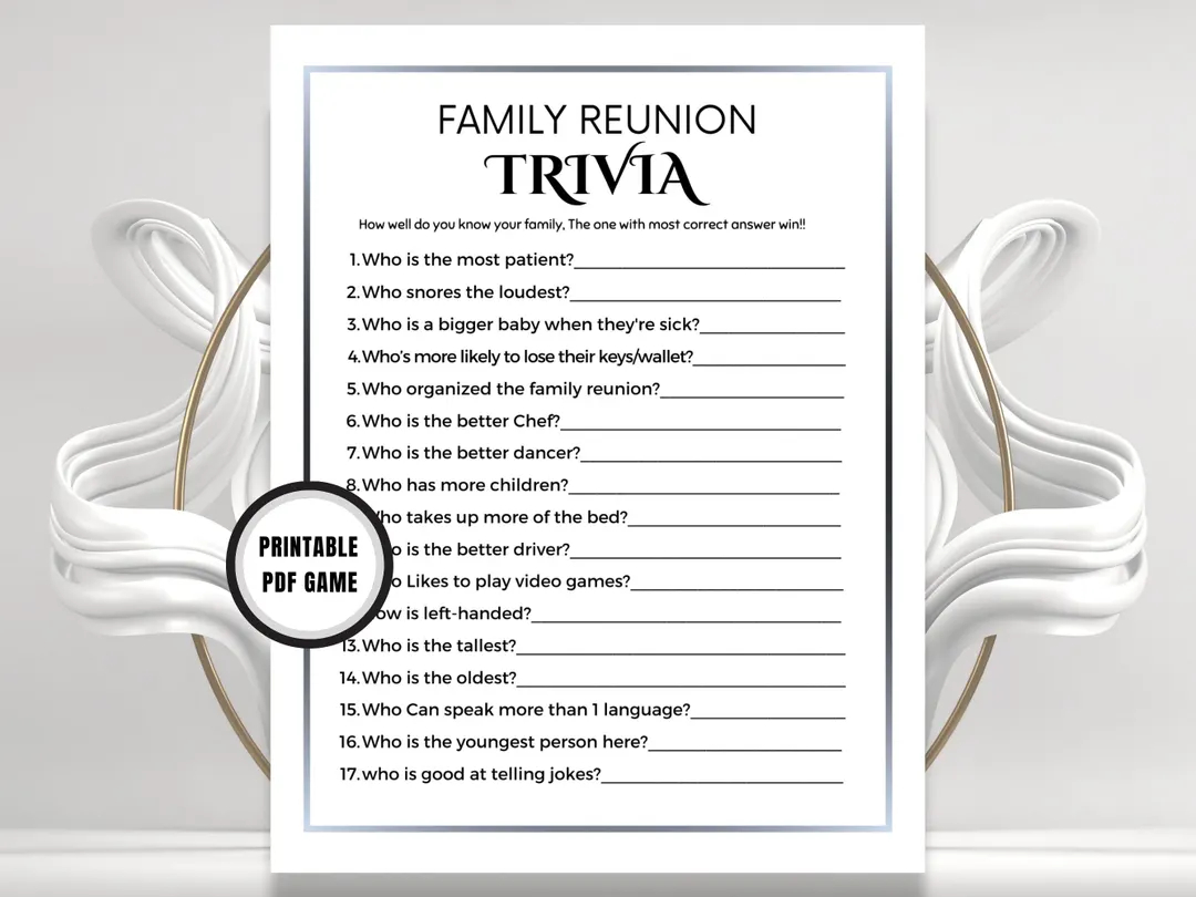 Family Reunion Trivia Questions group Trivia Game Engaging Family Game icebreaker Trivia Family Reunion Game Activities Family Quiz Print Etsy