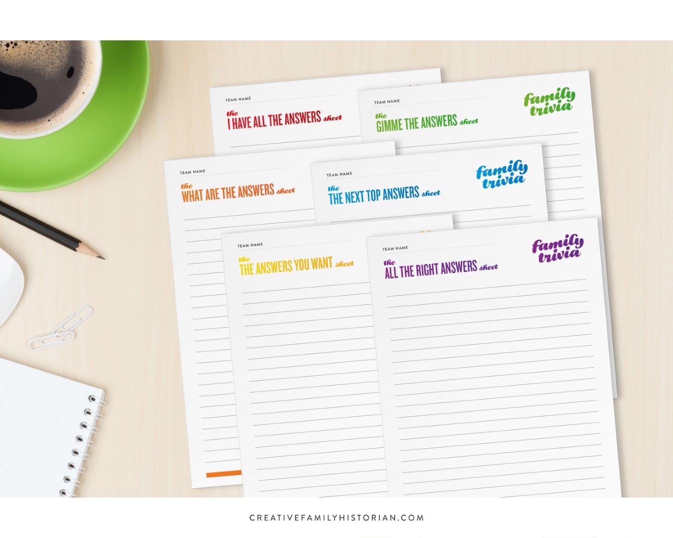 Family Trivia Answer Sheets Printable For Acrobat Reader The Creative Family Historian