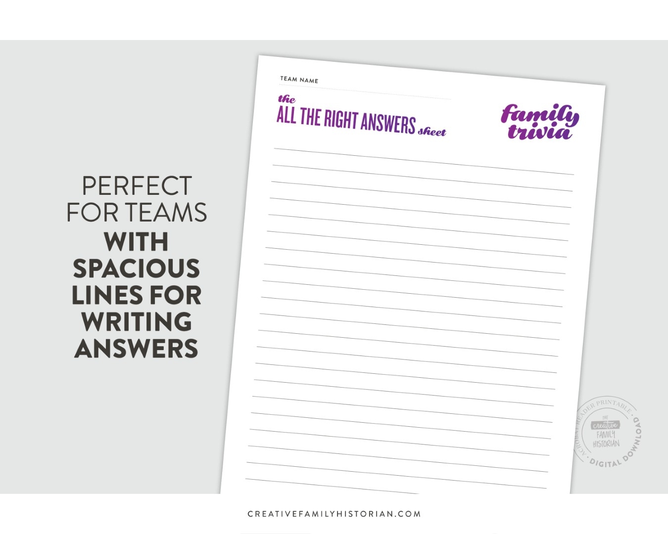Trivia Answer Sheet Printable PDF Free