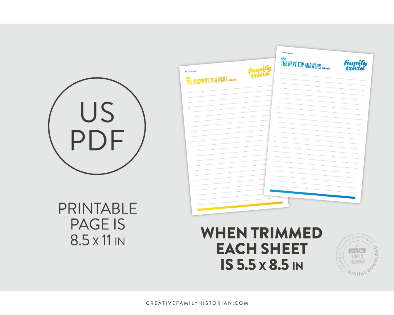 Trivia Answer Card Printable