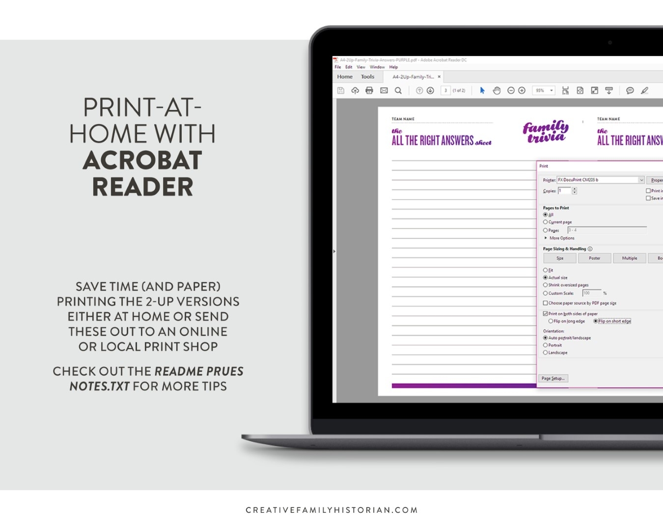 Family Trivia Answer Sheets Printable For Acrobat Reader The Creative Family Historian