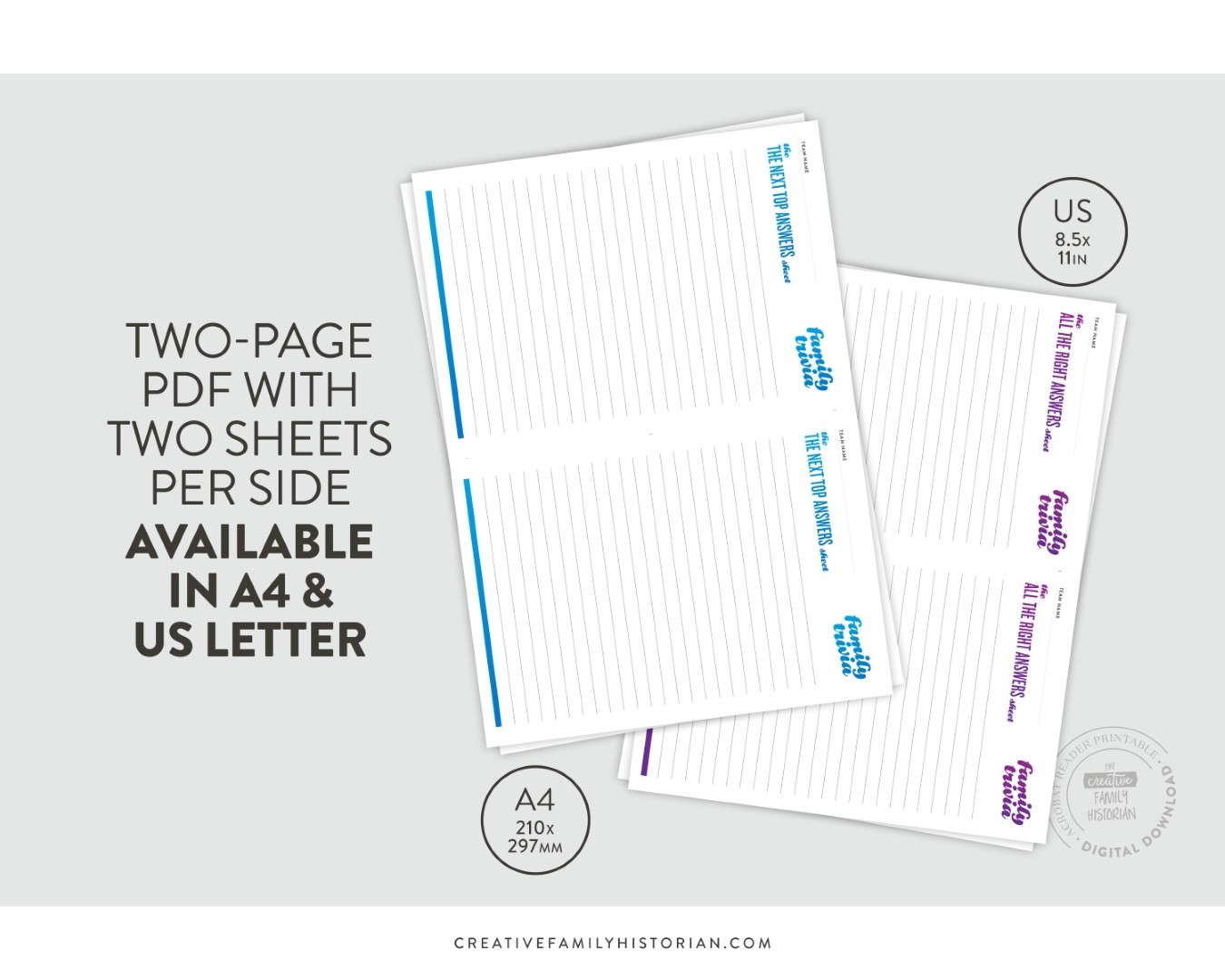 Printable Trivia Answer Sheet