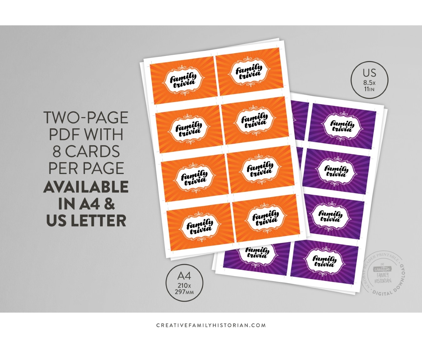 Family Trivia Question Cards Printable For Acrobat Reader The Creative Family Historian