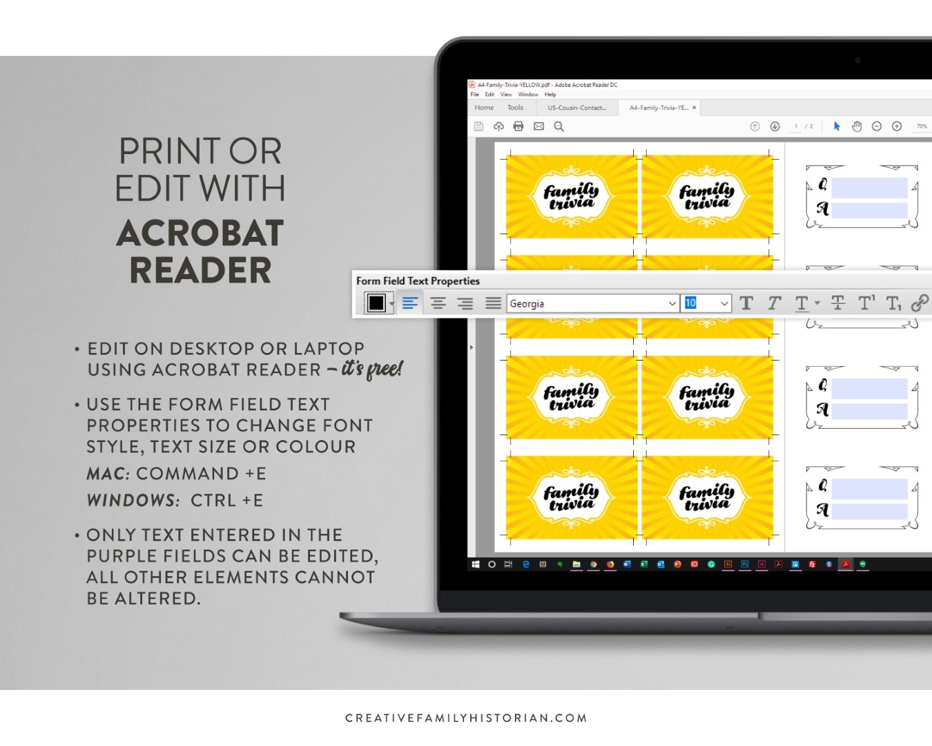 Family Trivia Question Cards Printable For Acrobat Reader The Creative Family Historian