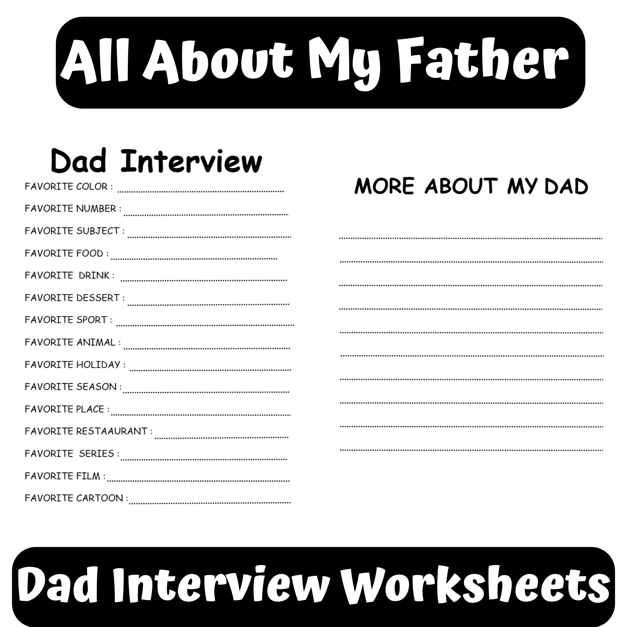 Father s Day All About My Dad Interview Questions Questionnaire Draw Worksheets Made By Teachers