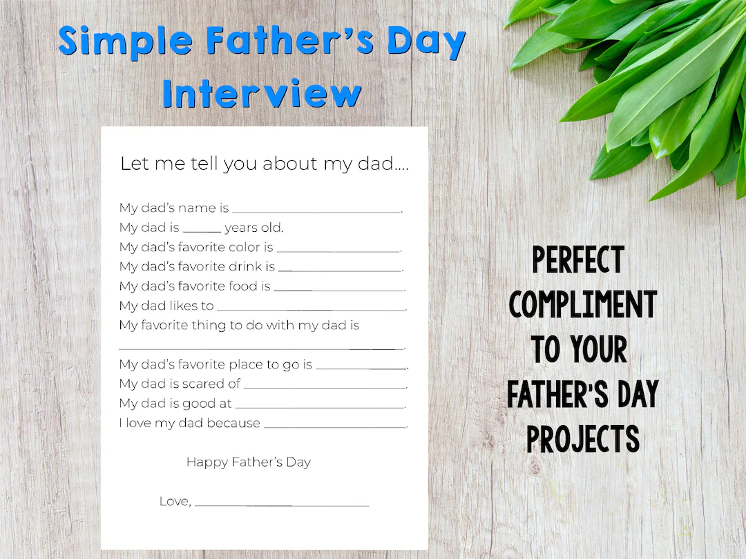 father s day interview questionnaire questions to ask kids gift from child digital download printable etsy