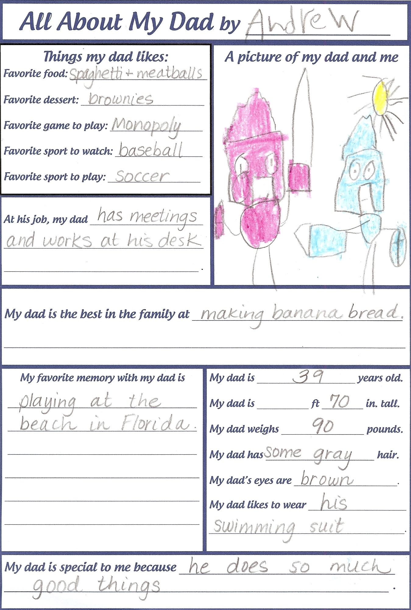 Printable Father's Day Kid Questionnaire