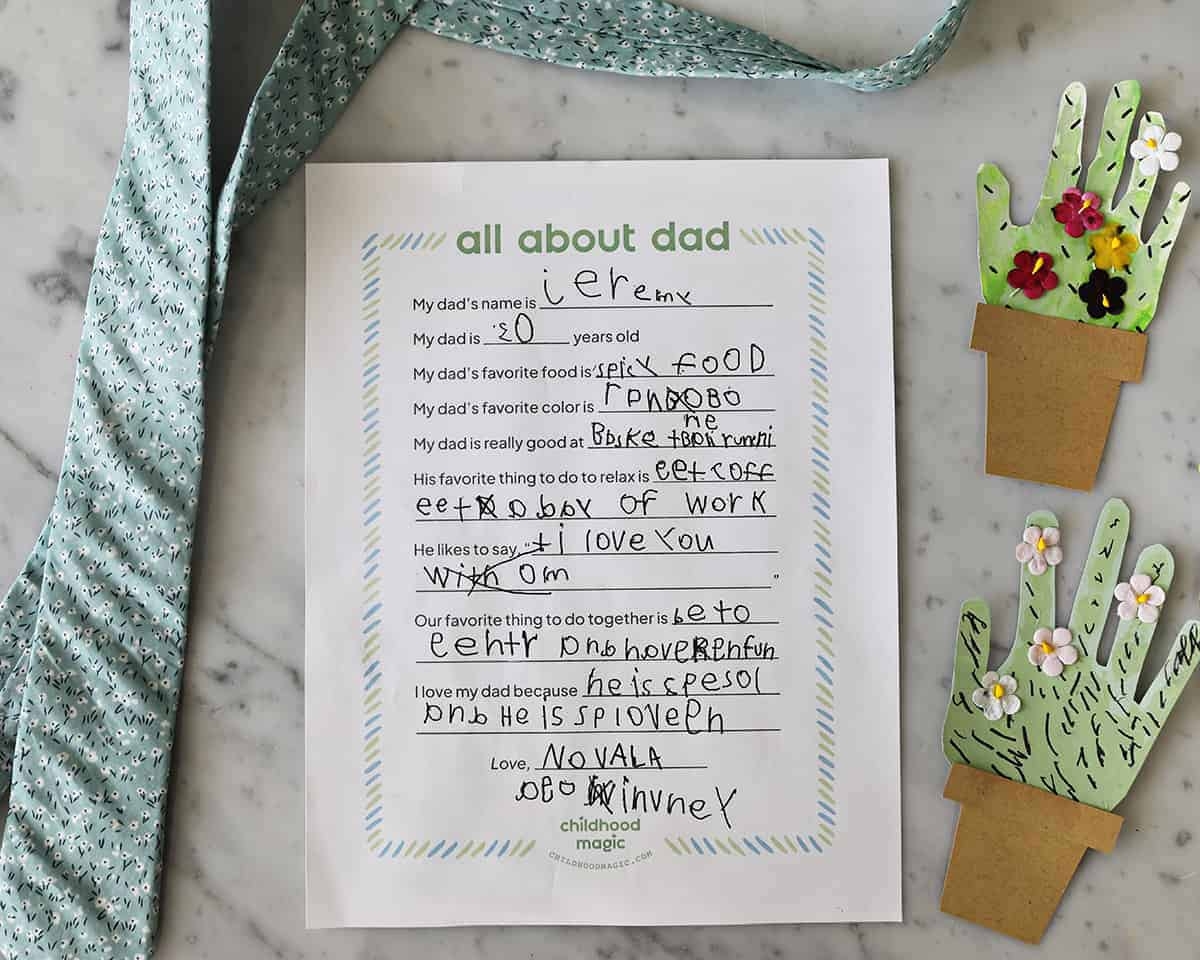 Father's Day Questions for Kids Printable