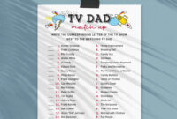 Father s Day Printable Game TV Dad Match Up Activity Famous Celebrity Show Trivia Quiz Kids Teens Family Fun INSTANT DOWNLOAD F01 Etsy