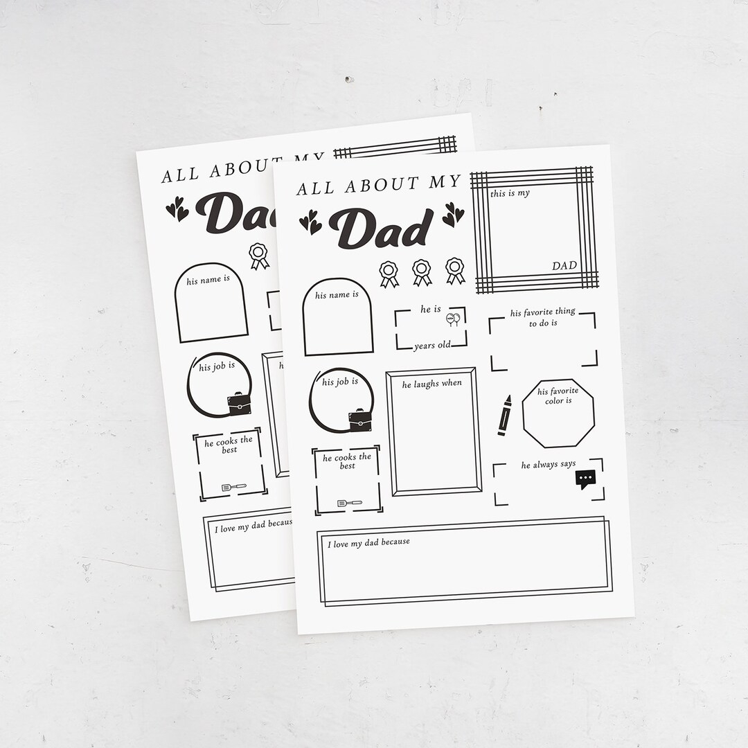Father s Day Printable Interview For Kids All About My Dad Questions Gift For Dad Father s Day Digital Download US Letter A4 PDF Etsy