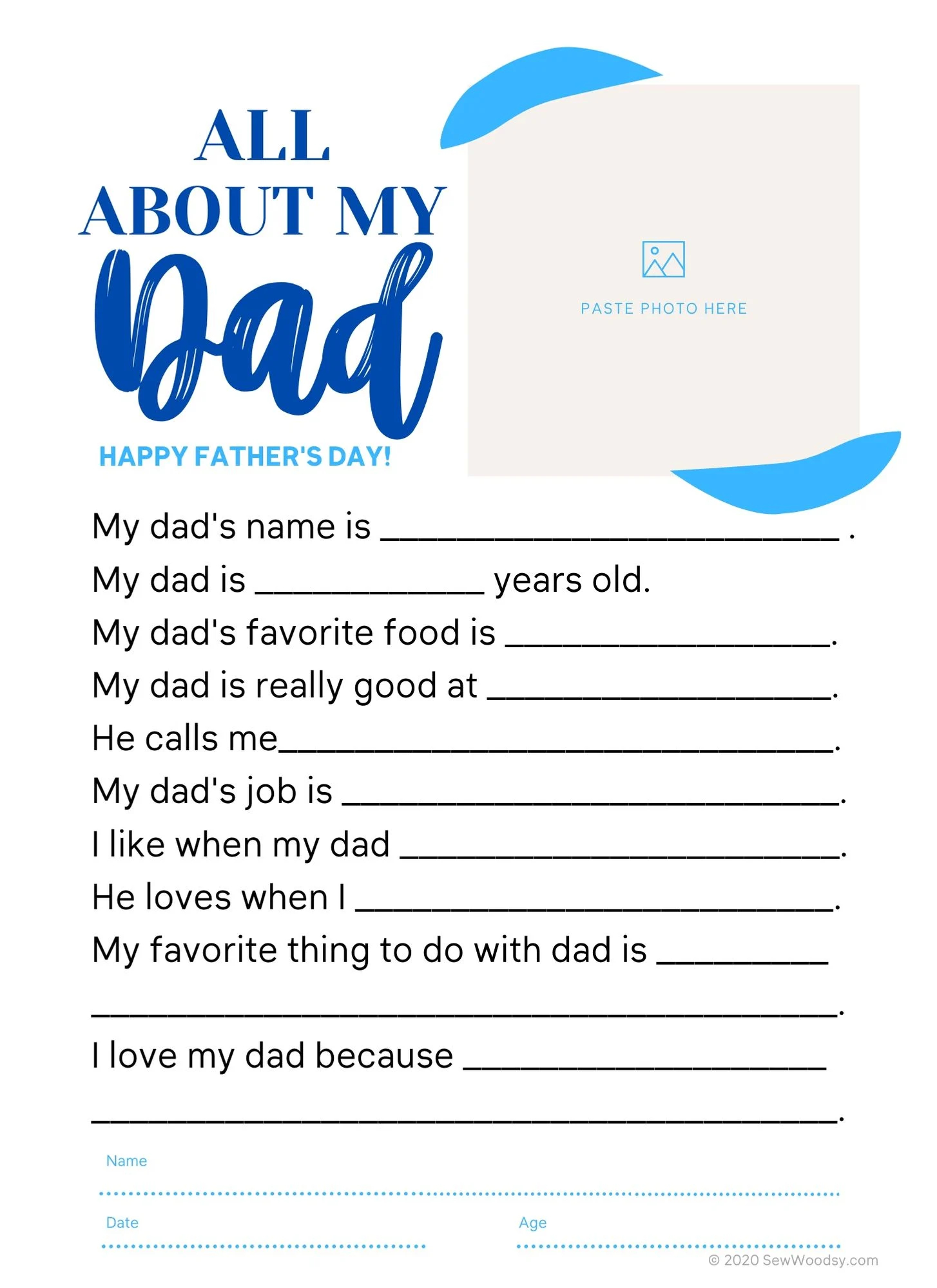 Father's Day Questionarire Printable From Girlfriend