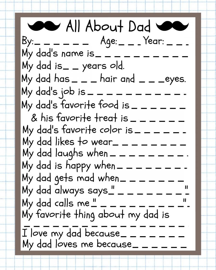 Father s Day Questionnaire Free Printable 