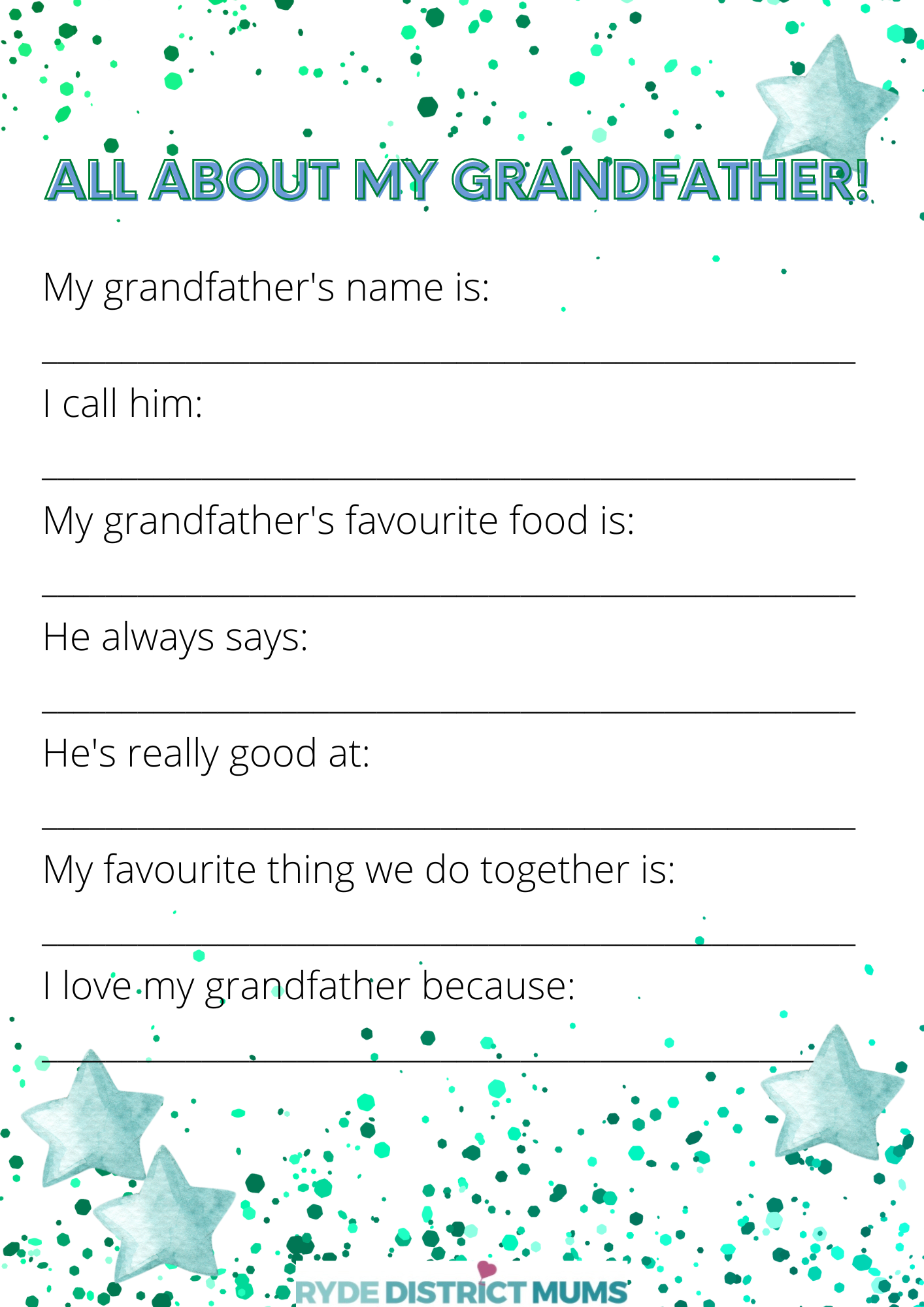 Father s Day Questionnaire Printable For Dad And Grandad Ryde District Mums