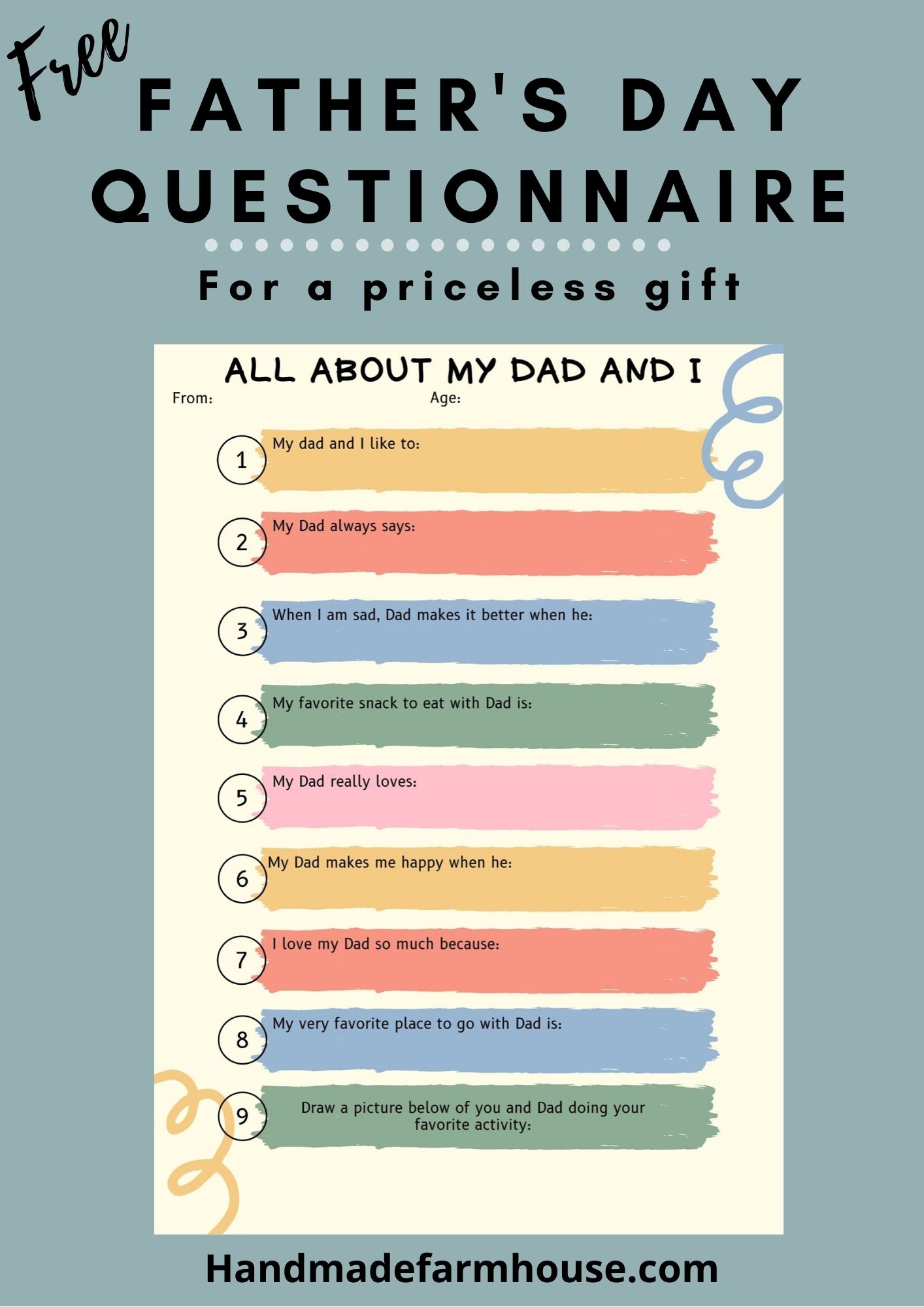 Father s Day Questionnaire Printable Handmade Farmhouse