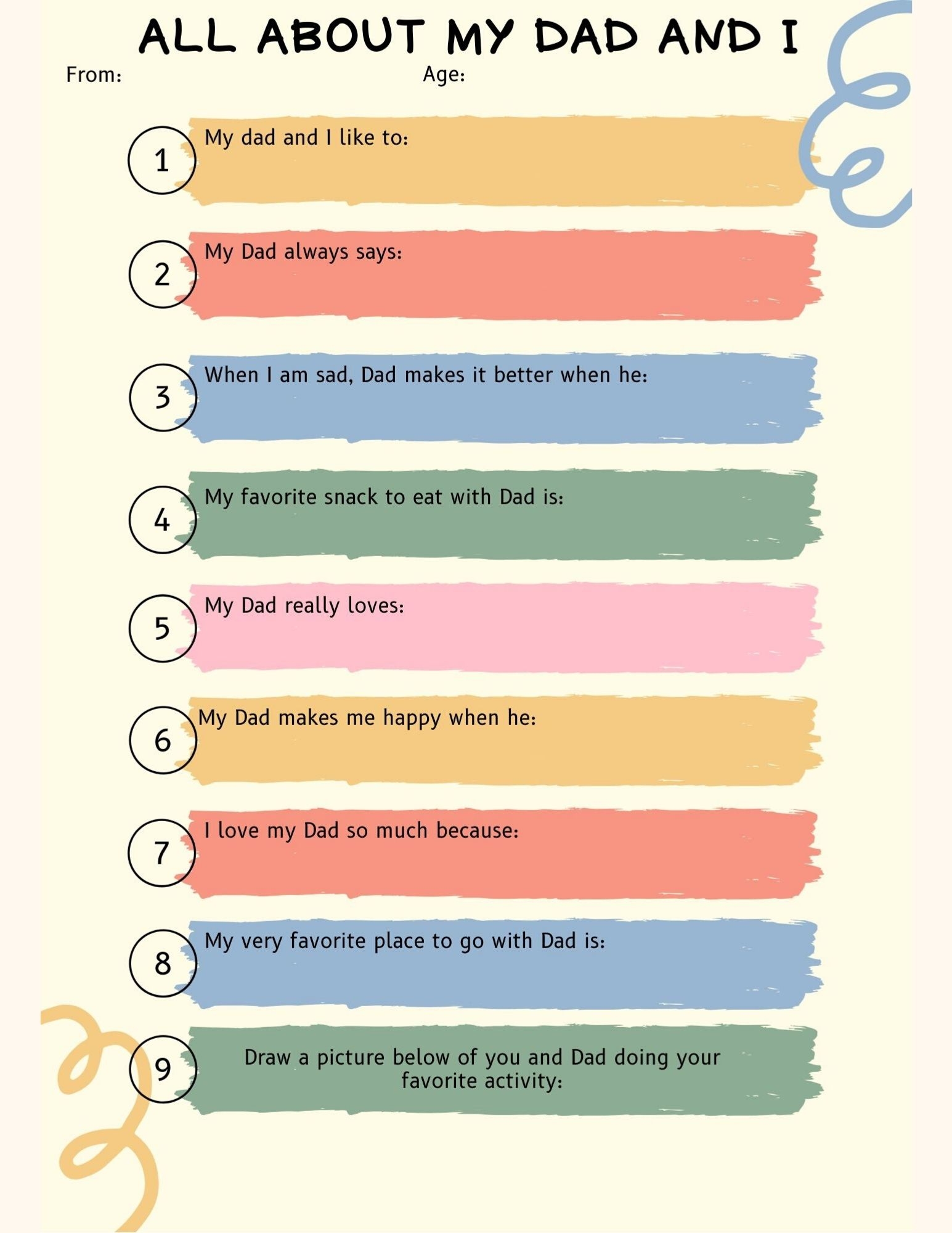 Father s Day Questionnaire Printable Handmade Farmhouse