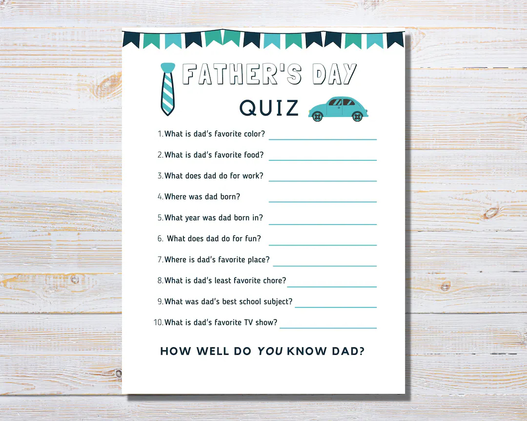 Father's Day Questionnaire Printable
