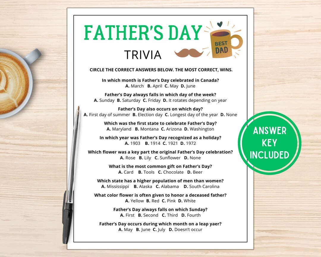 Father s Day Trivia Father s Day Game Fathers Day Activity Fun Fathers Day Games Fathers Day Party Printable Fathers Day Game Etsy