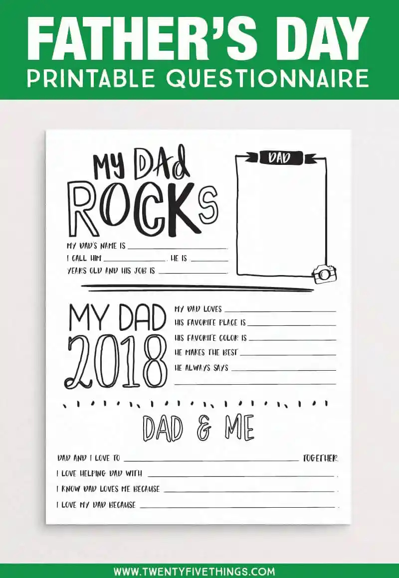 Free Printable Father's Day Questionnaire