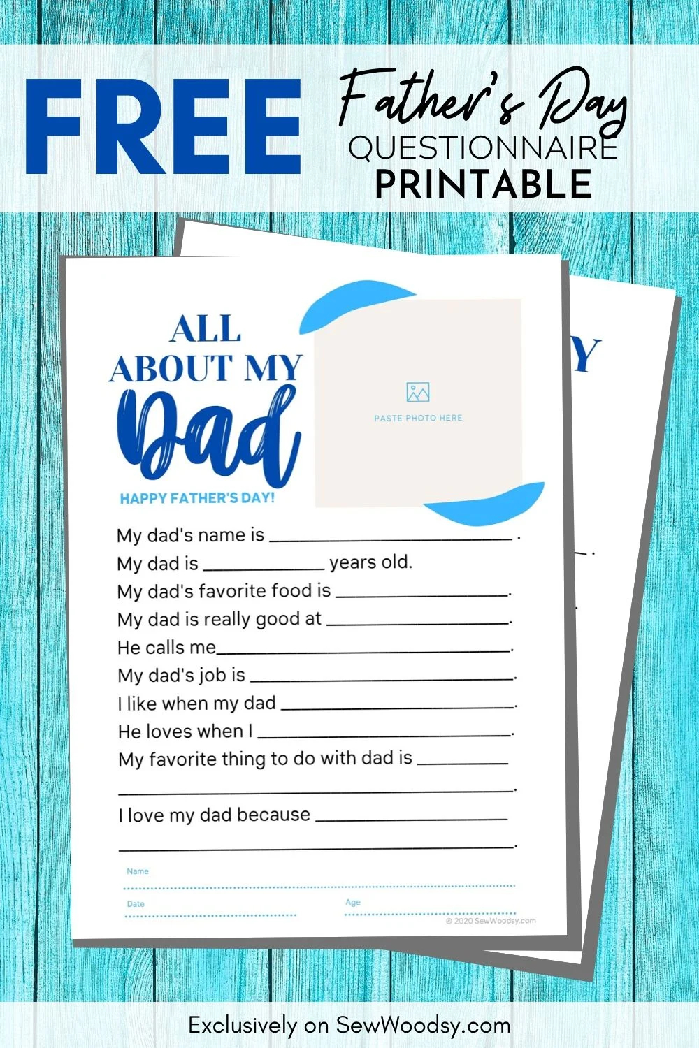 Fathers Day Printable Questionnaire Printable Party Favors