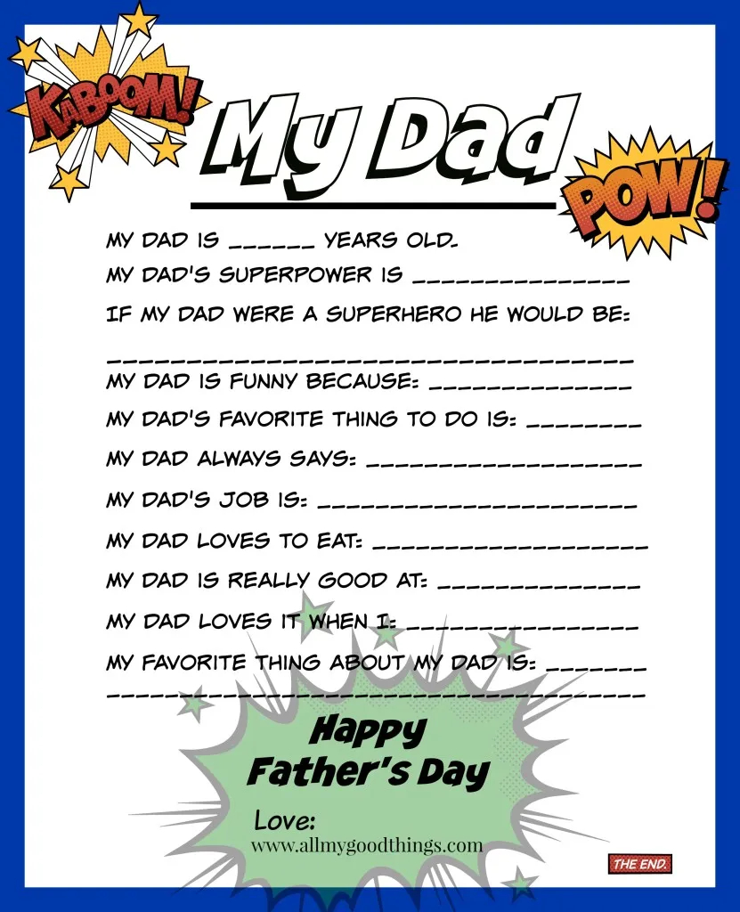 Dad Questionnaire Printable