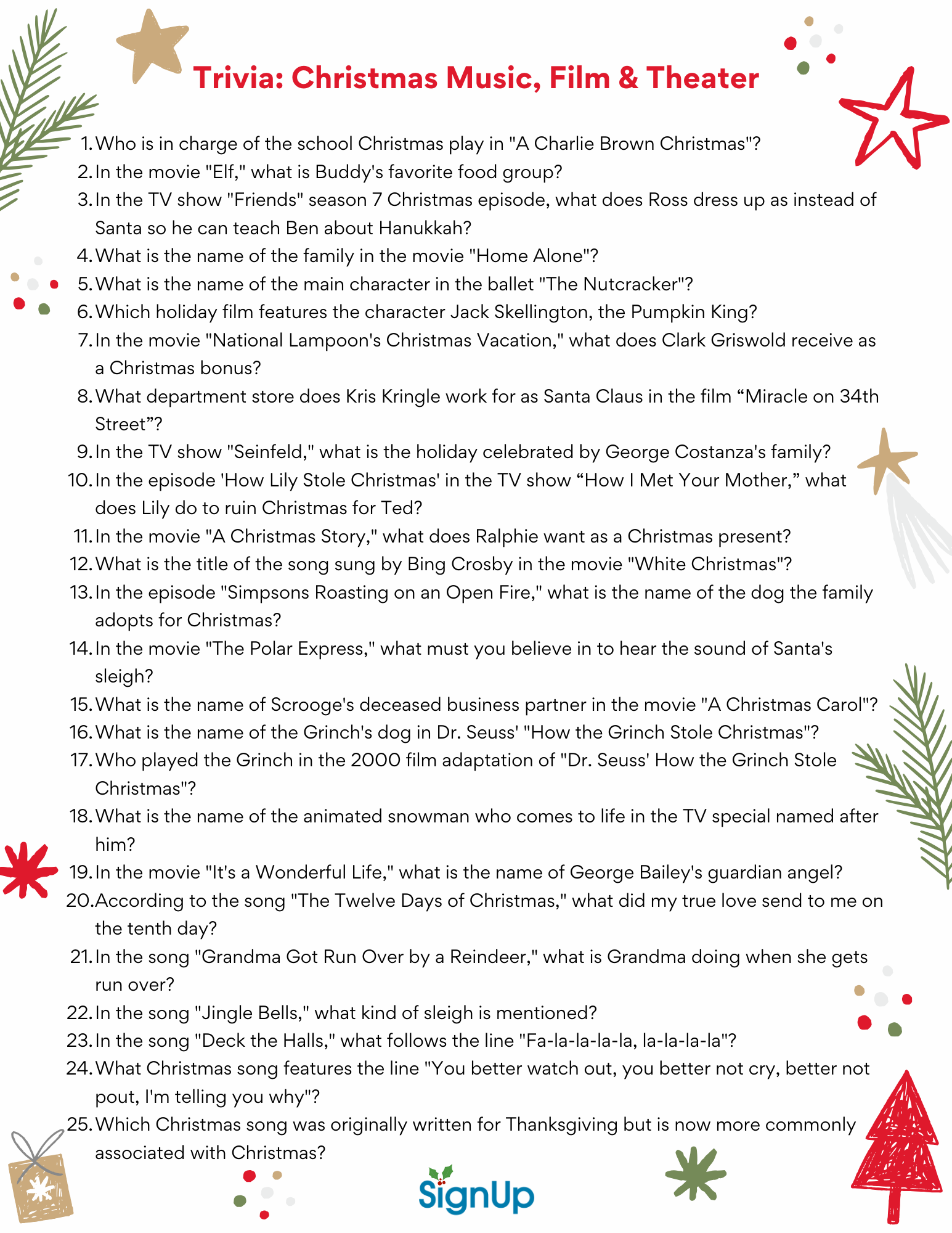 December Trivia Questions Printable