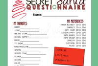 FILLABLE Printable PDF Secret Santa Questionnaire For Gift Exchange work Or Personal Etsy