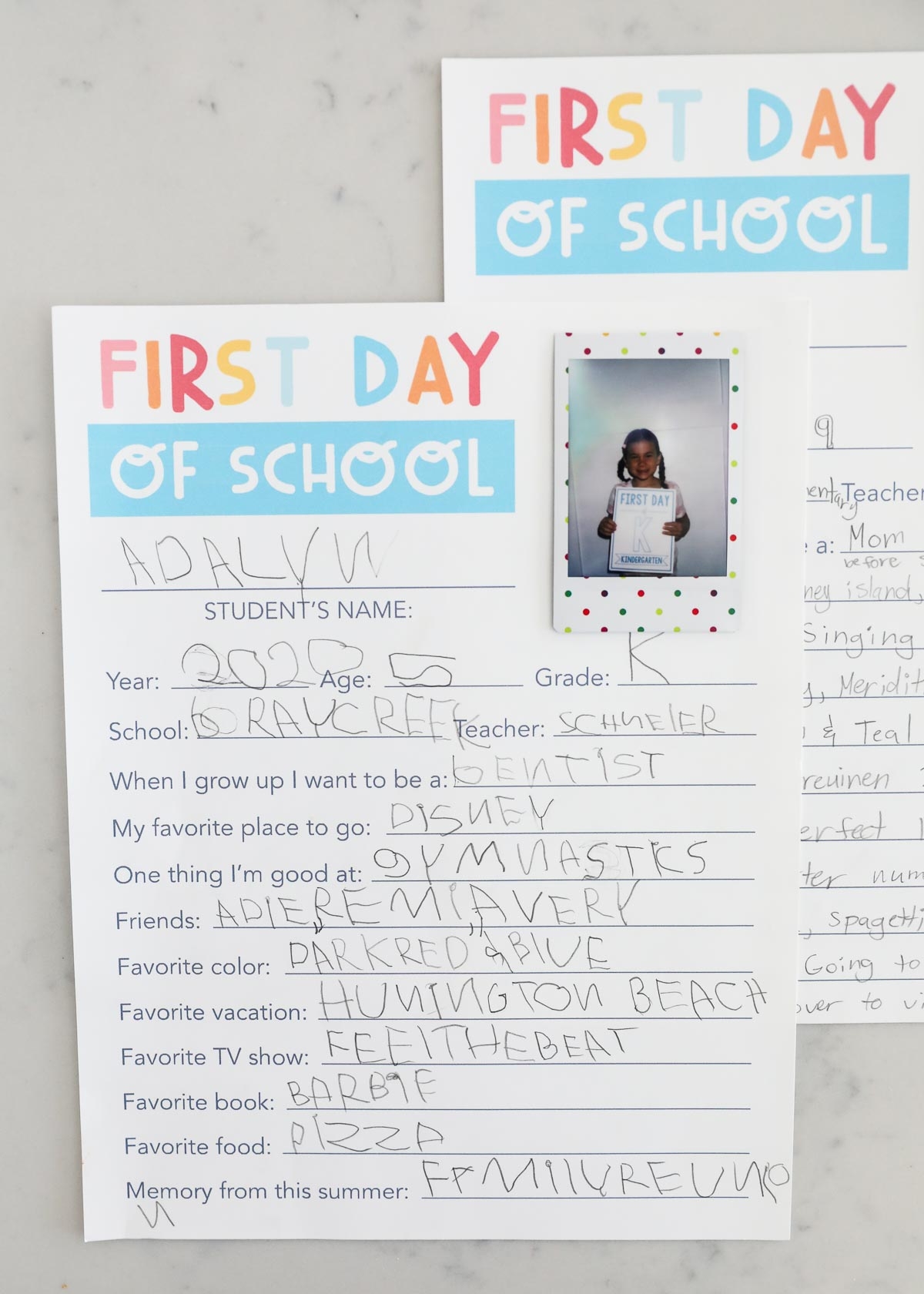 First Day Last Day Of School Questionnaires The Inspiration Board