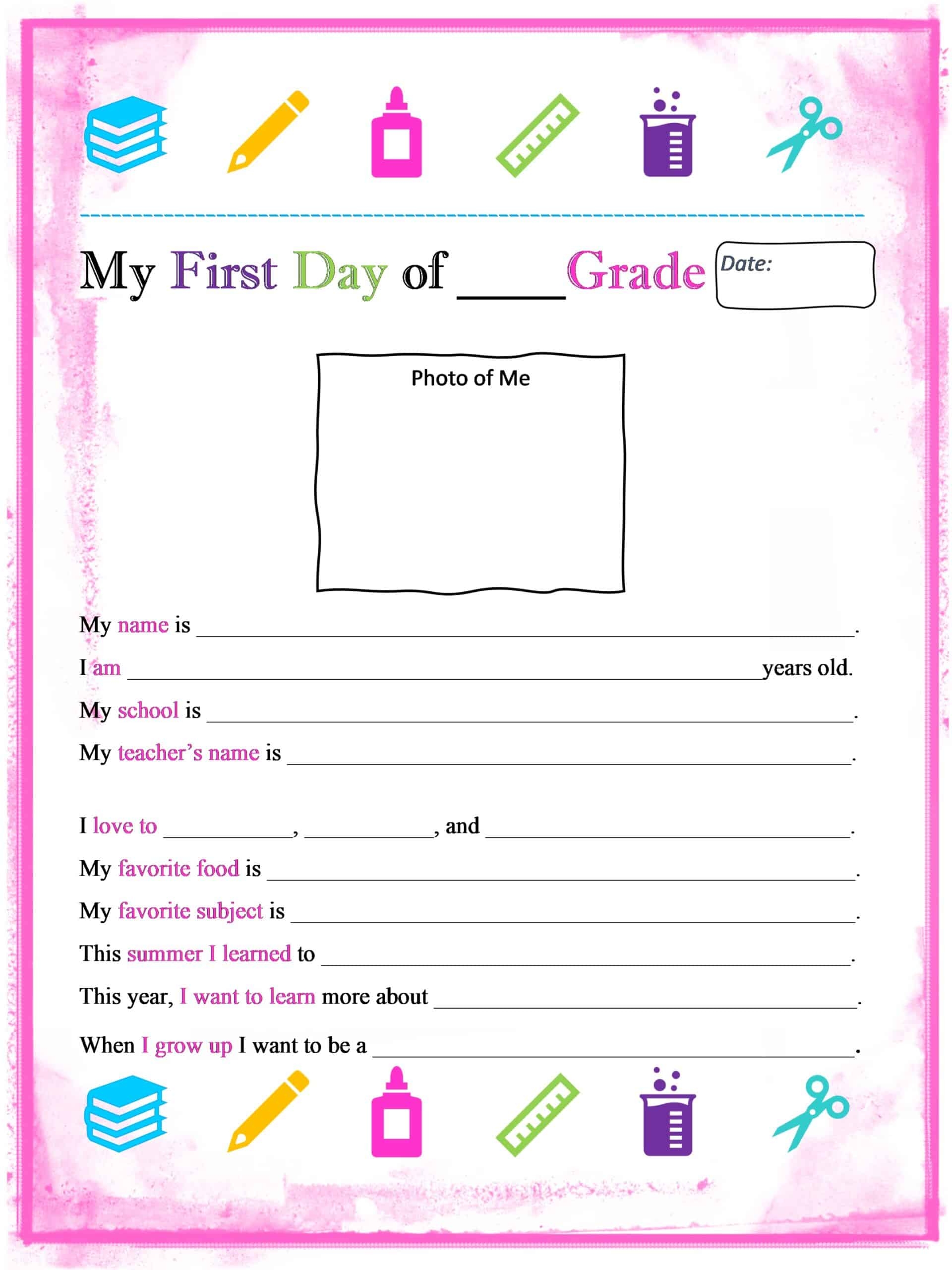 First Day Of School Printables For Kids AHWZ