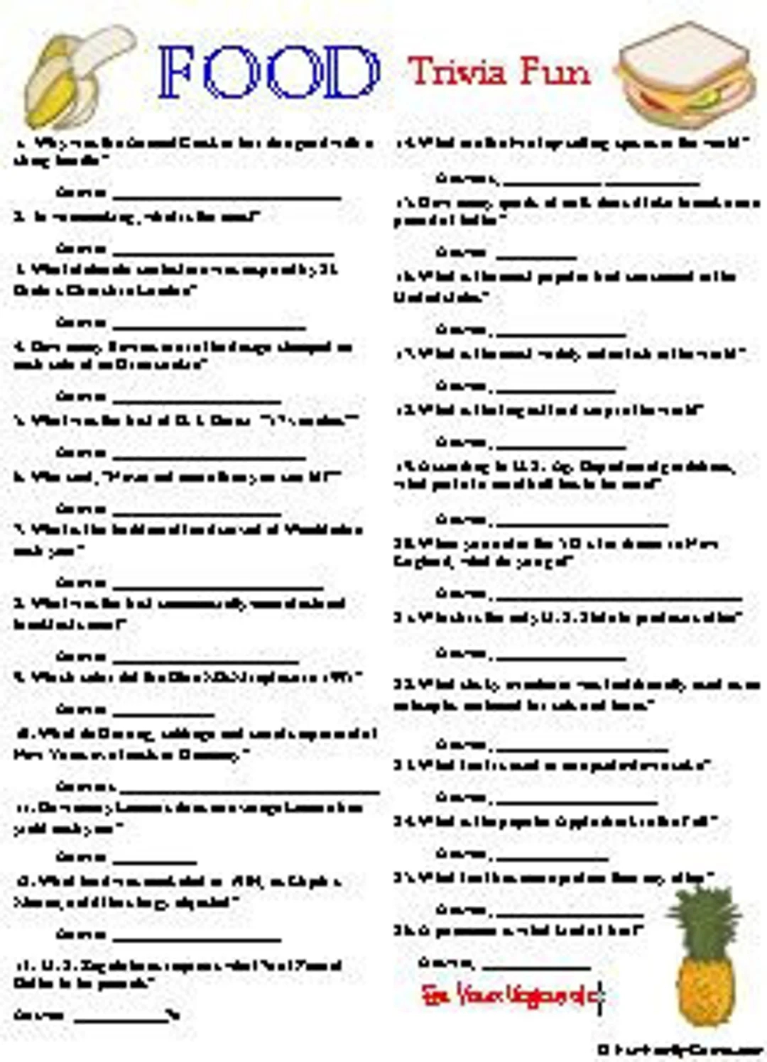 Printable Fast Food Interview Questions