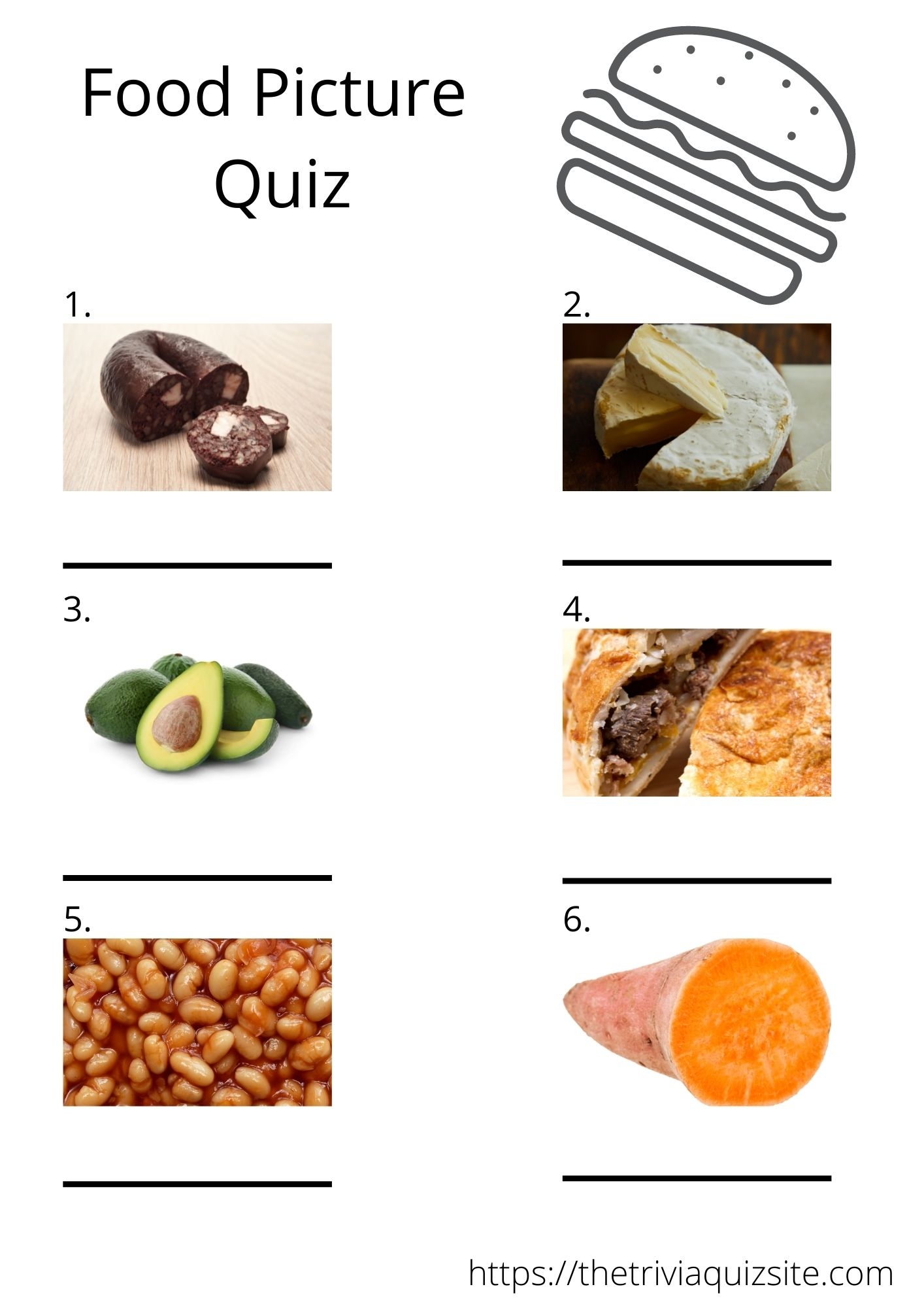 Food Picture Quiz FREE PRINTABLE The Trivia Quiz Site