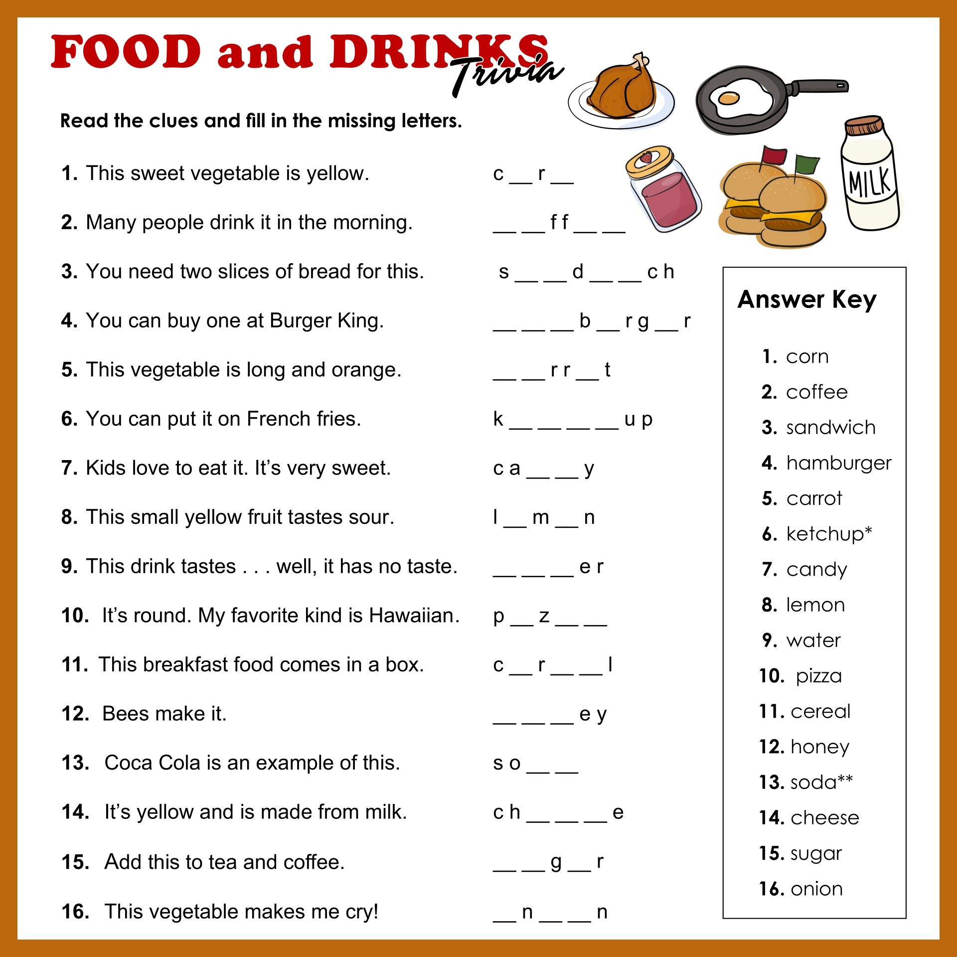 Food Trivia 10 Free PDF Printables Printablee