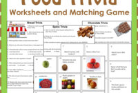 Food Trivia Worksheets And Matching Card Game Food Group Healthy Eating Printables Kids Worksheets Etsy