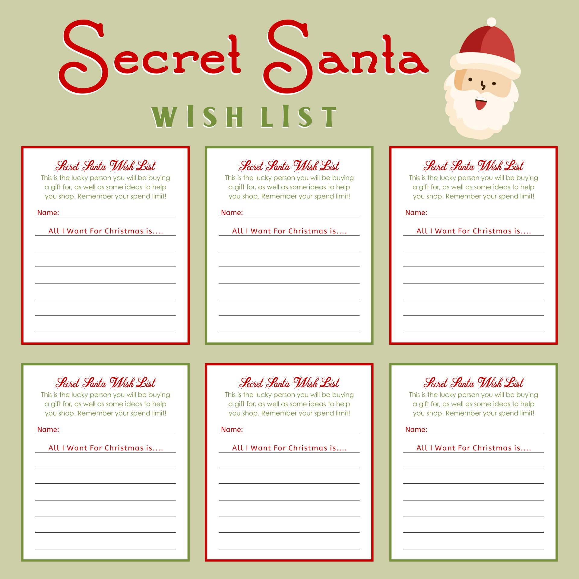 For Friends Secret Santa List Ideas Secret Santa List 10 Free PDF Printables For Coworkers