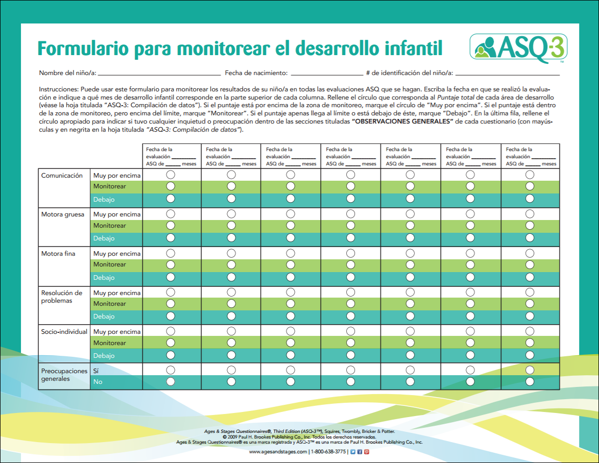 Formulario ASQ 3 Para Monitorear El Desarrollo Infantil Ages And Stages