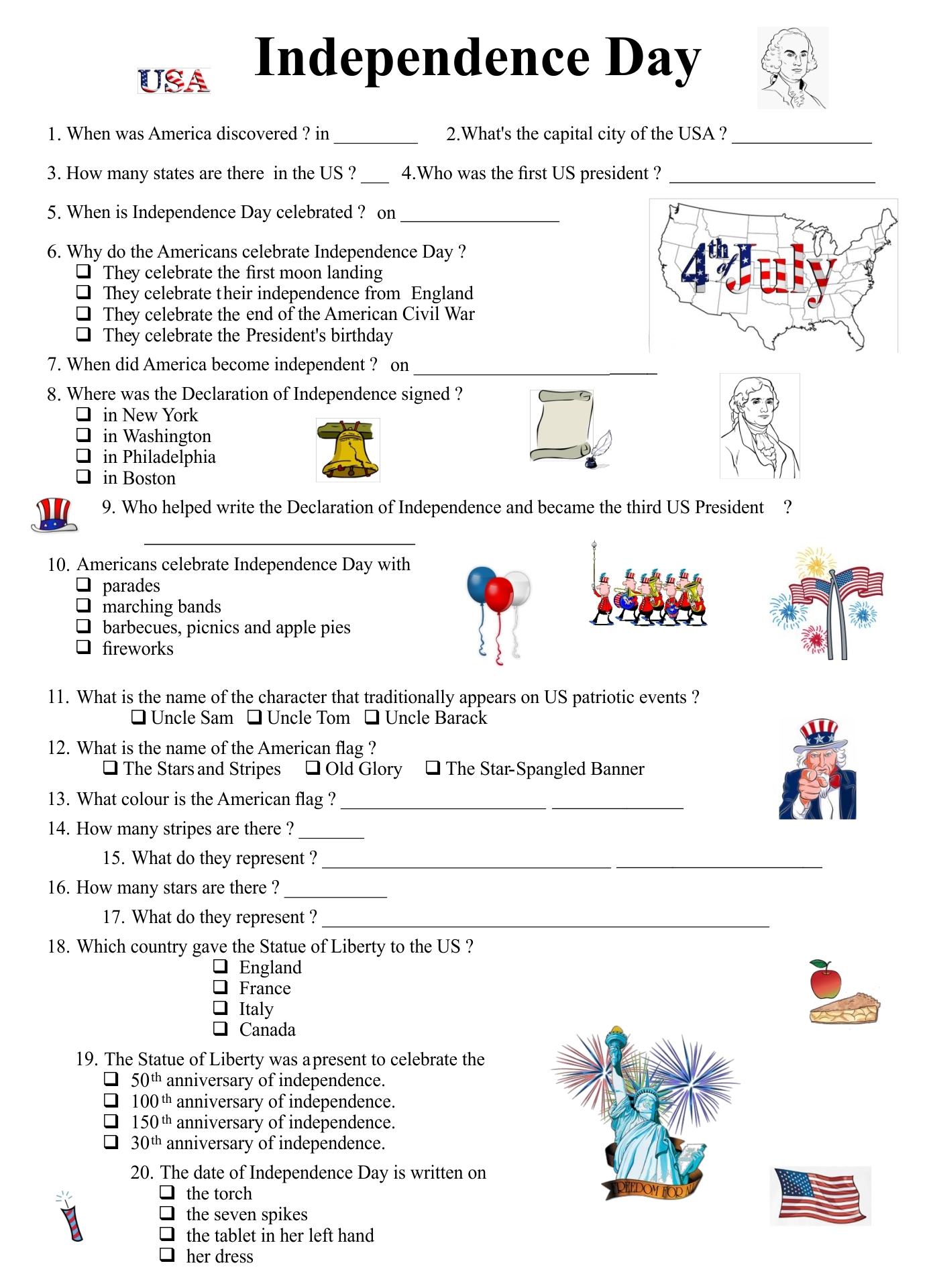 Fourth Of July Trivia 10 Free PDF Printables Printablee