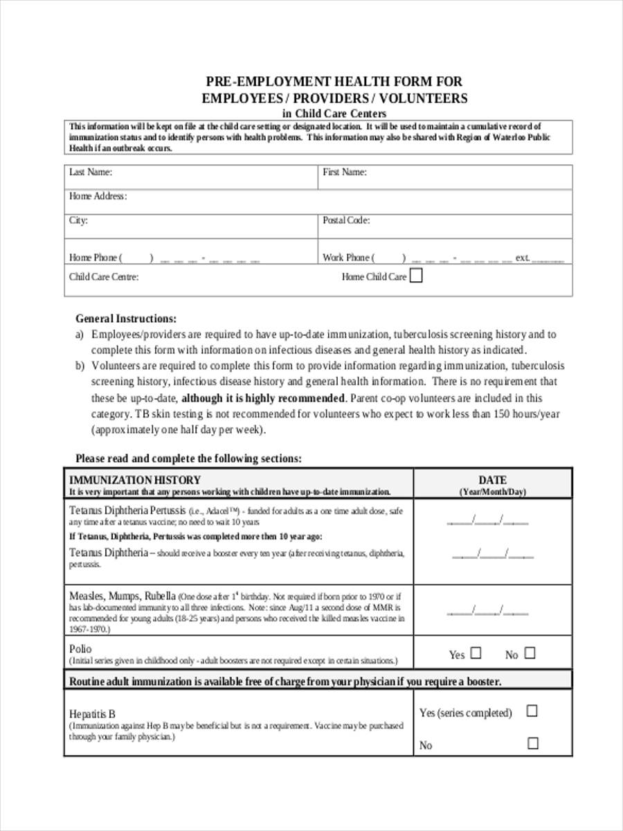 Health Questionnaire Printable Forms
