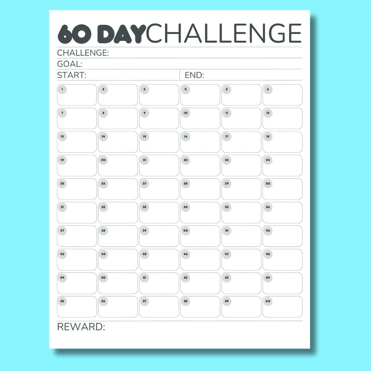 Free 60 Day Challenge Calendar Printable PDF