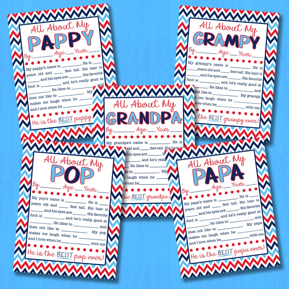 FREE All About My Grandpa Printable Interview EIGHT Versions 
