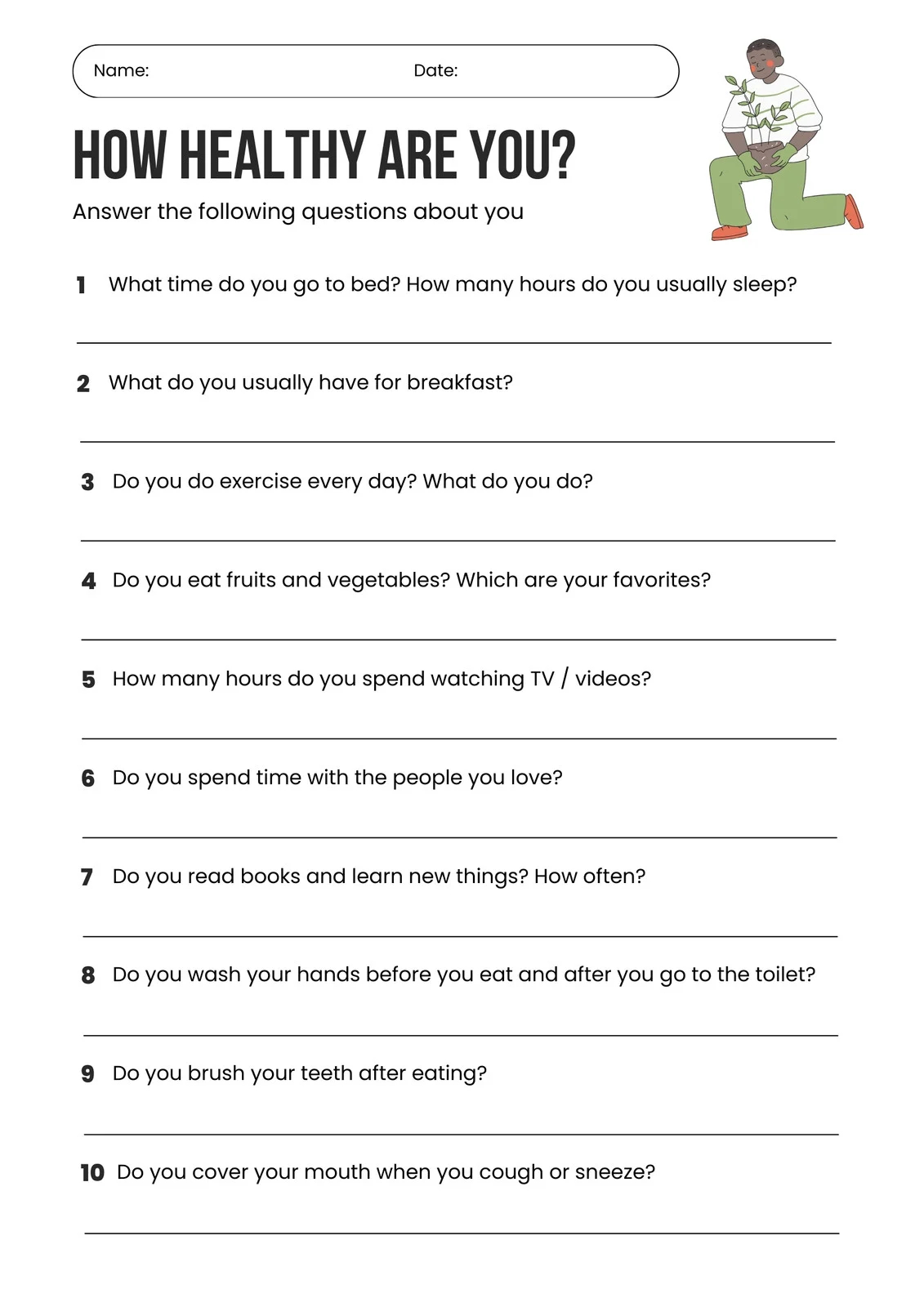 Printable Questionnaire Sheets