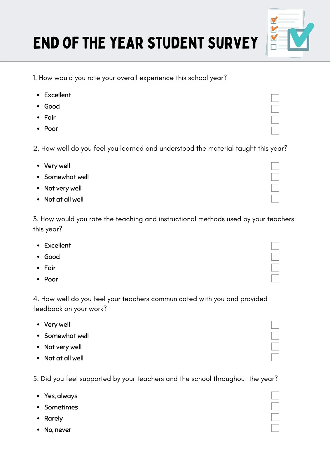 Free And Customizable Survey Templates
