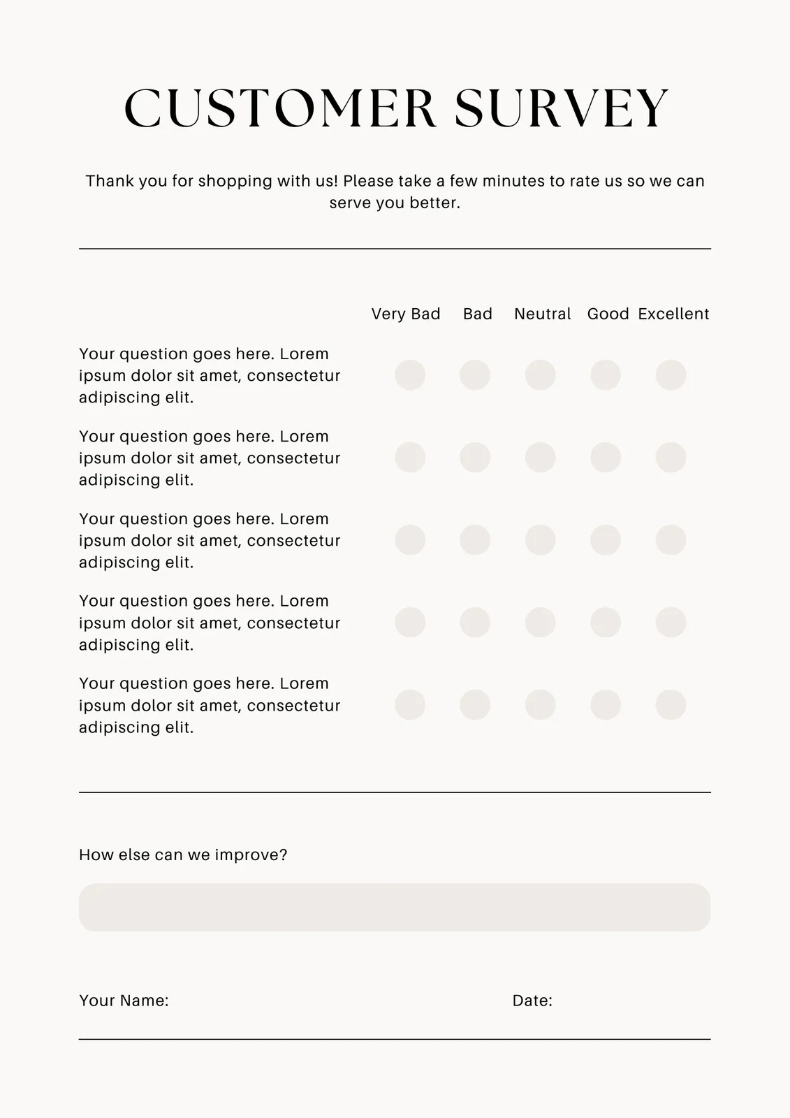 Printable Survey Templates for Free