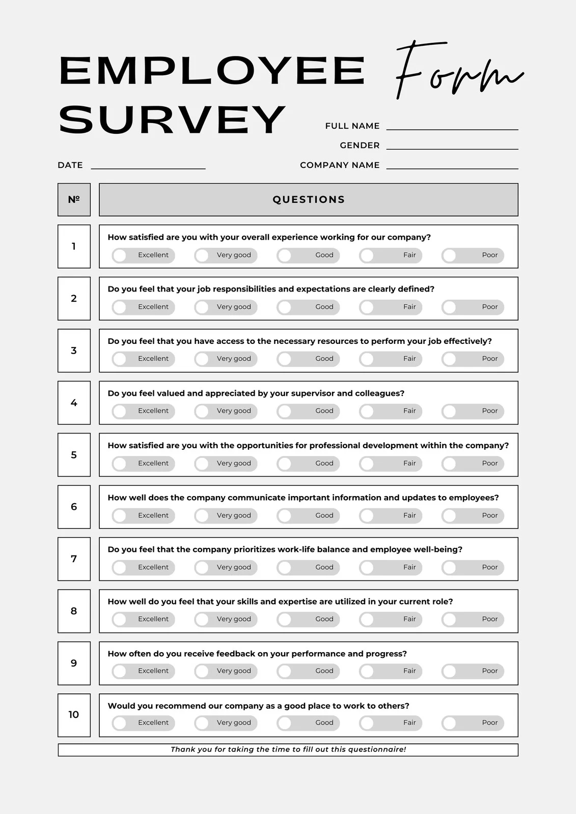 Free And Customizable Survey Templates