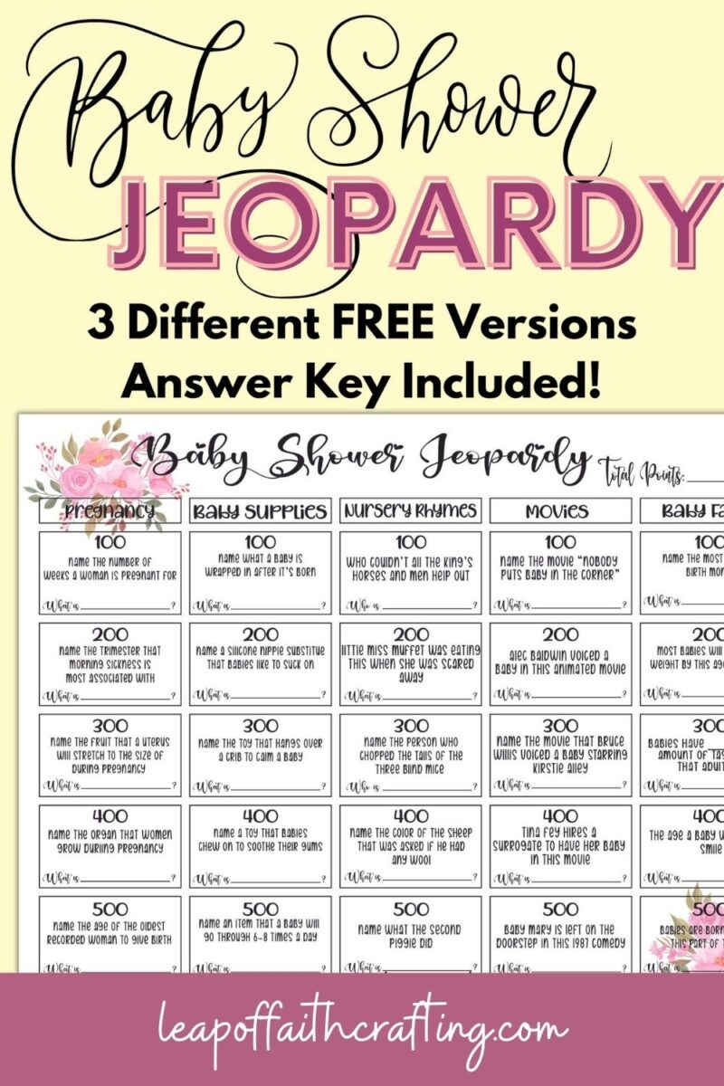 FREE Baby Jeopardy Questions And Answers 3 Versions Leap Of Faith Crafting
