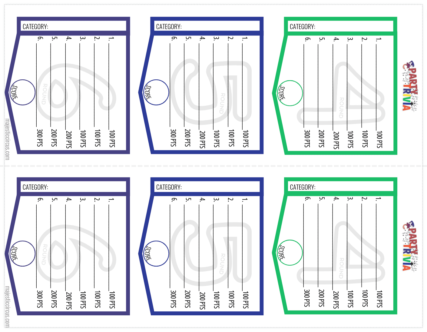Pub Trivia Answer Sheets Printable