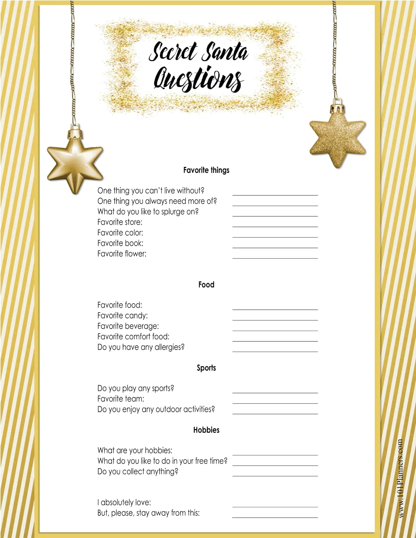 Free Editable Secret Santa Form Template