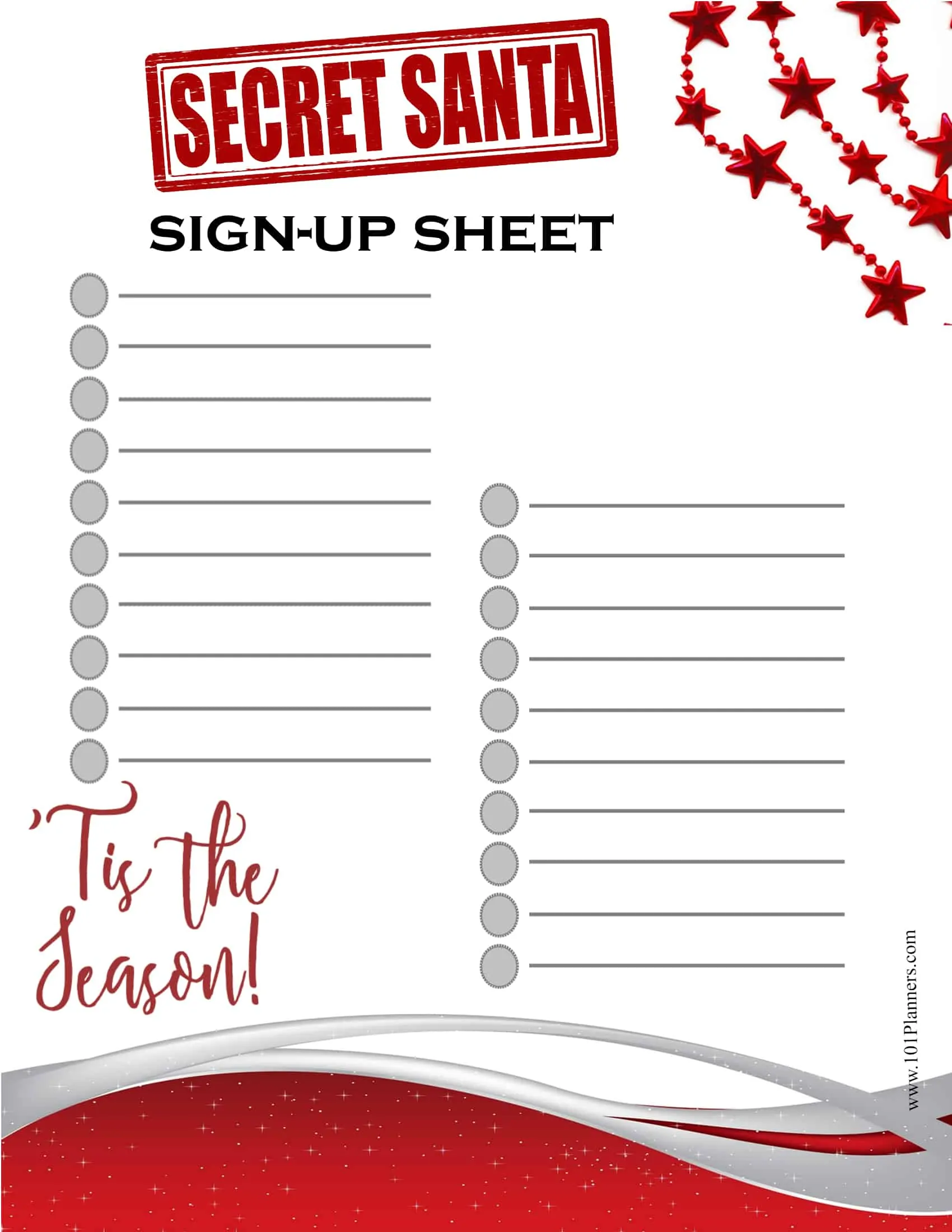 Free Editable Secret Santa Form Template
