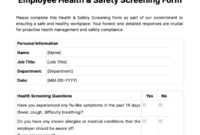 Free Employee Health Safety Screening Form Template To Edit Online