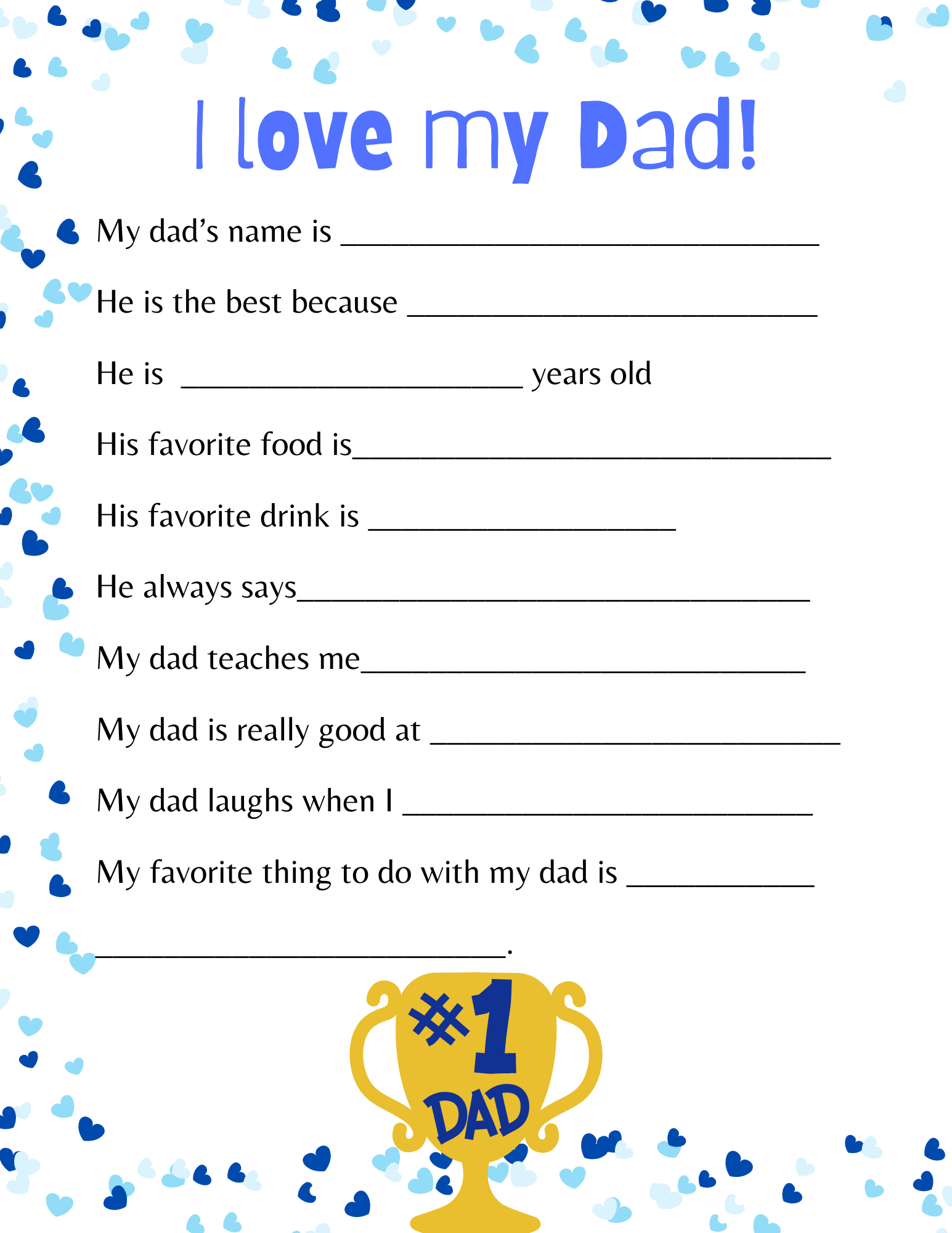 Free Printable All About Dad Questionnaire